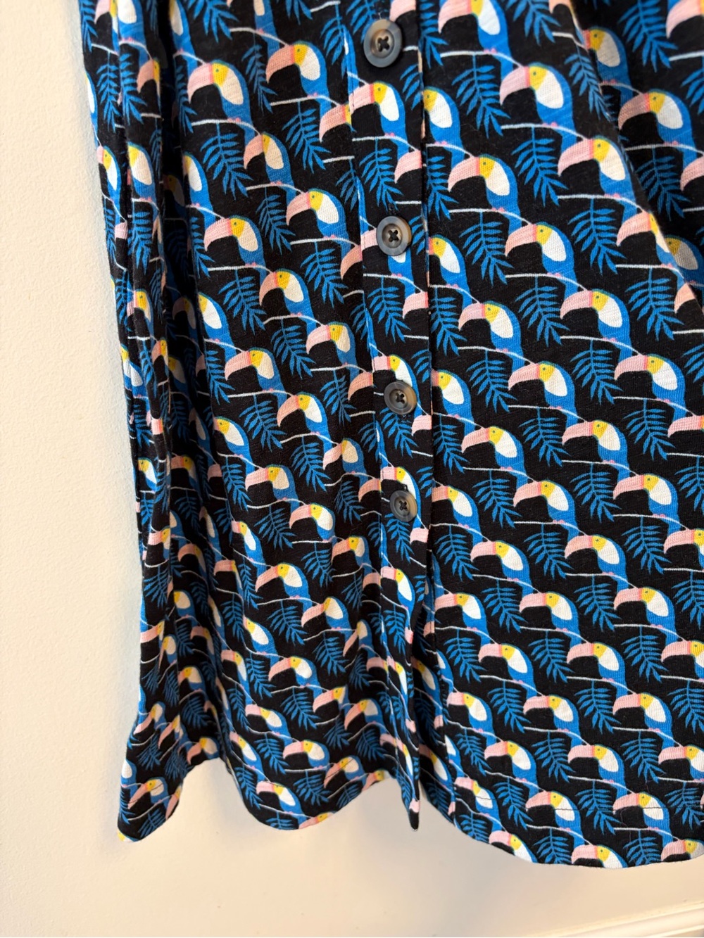 BODEN Thomasina Tie Waist Midi Shirt Dress Toucan Print Women's Size 4R Cotton - Picture 5 of 12